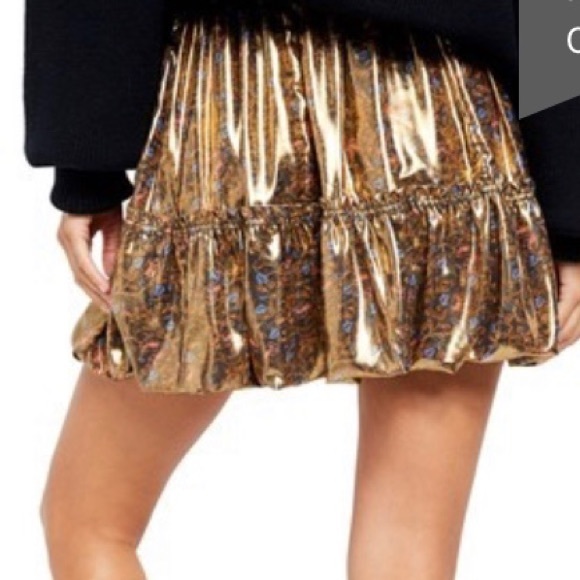 Free People In A Bubble Skirt Black & Gold NWT - Picture 8 of 10